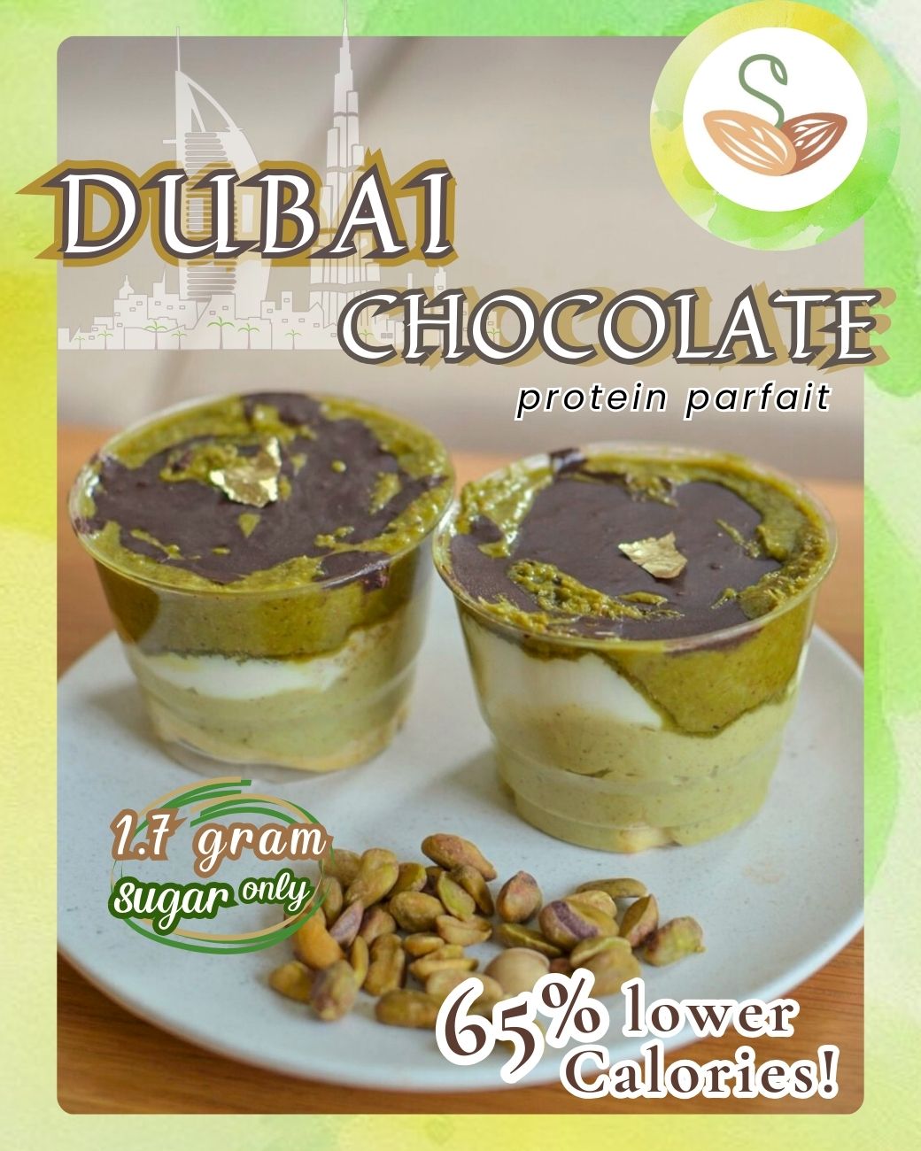 Dubai Chocolate Protein Parfait 香濃開心果朱古力慕絲蛋糕