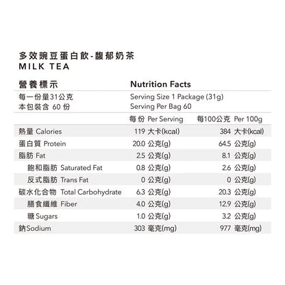 全素多效豌豆蛋白飲 - 1.86 KG大包裝 | 馥郁奶茶