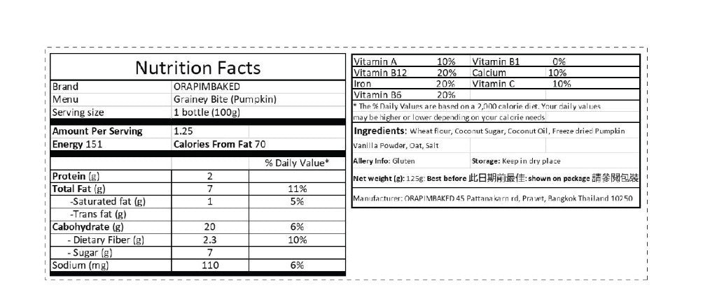 One bite of cookie (13 flavors) contains 150 calories per box