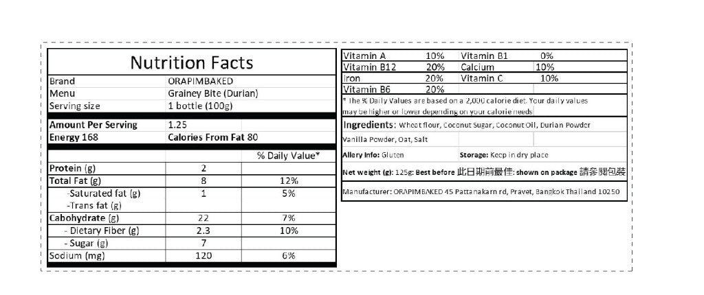 One bite of cookie (13 flavors) contains 150 calories per box